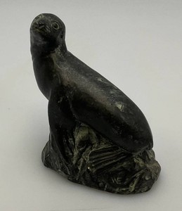 Vintage Collectible Wolf Sculptures Original Soapstone Seal Sculpture 3 12 x 4