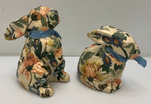 Vintage Collectible Paper mache Floral Bunnies 10