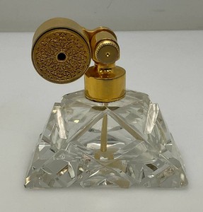 Vintage MARCEL FREANK Cut Glass Perfume Bottle Atomizer 3 12 x 3 34