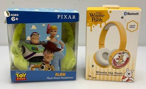 Collectible Kids Headphone Sets Including Winnie The Pooh Bluetooth & Pixar Toy Story Alien Wired headphones (New Old Stock)