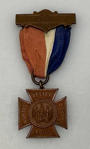 1883 U.S. Civil War Vetrans GAR Auxiliary Womans Relief Corps WRC Bronze Medal With Ribbon