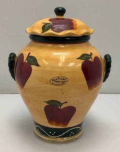 Casa Vero By Ack Hand Painted Vineyard Apple Design Cookie Jar With Lid 12