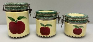 Vintage Gibson Orchard Apple Design Canister Set Of Three 5, 6 & 8
