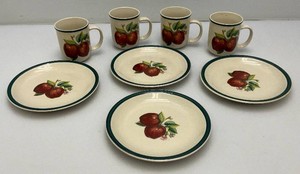 Vintage Casuals Brand Apple Orchard Design 7 12 Plates  And Cups