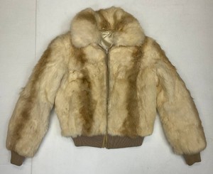 1970s - 80s Rabbit Fur Bomber Jacket Made In Hong Kong Size Large