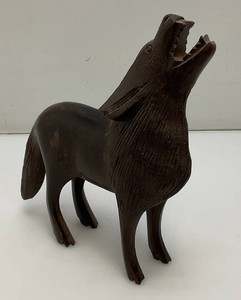 Very Cool Hand Carved Iron Wood Wolf Sculpture 8 x 9