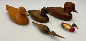 Misc. Hand Carved Wooden Ducks And More (Biggest Is 8)