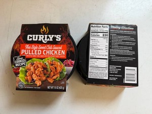 EE. 3x 15oz Curlys Thai Style Chili Sauced Pulled Chicken