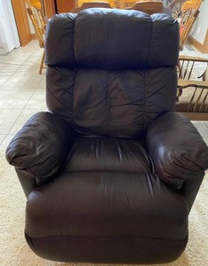 Brown Leather Recliner-Manual