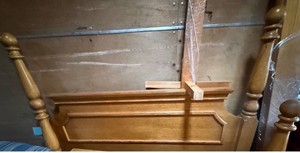 Full Size Solid Oak HeadBoard, Footboards, Rails & Dresser wMirror-Slight Water Markings on Dresser