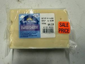 6x Crystal Farms Swiss Cheese weight  Varies .70-.90