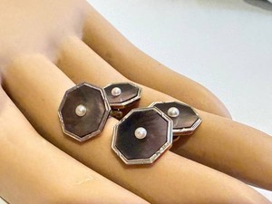 Vintage Cartier New York 14K Gold Art Deco Octagonal Dress Cufflinks