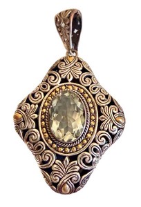 Sterling Silver Pendant - Prasiolite Balinese Style 925 18K