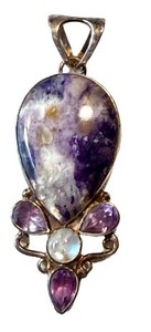 Pendant - Arya Sterling Silver Morado Opal, Moonstone & Amethyst
