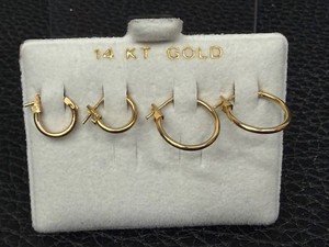 Gold Hoop Earrings - 14K Gold 14pc, 2 Pairs