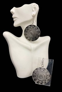Vintage Swedish Modernist Pewter Statement Earrings by Brje Tennung