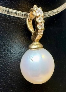 Pearl 14K Gold Diamond Pendant