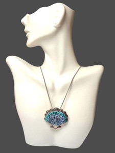 Vintage-Style Marcasite & Swarovski Crystal Seashell Pendant Necklace