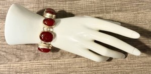 Carnelian Agate Bracelet - Appears Sterling, Unmarked