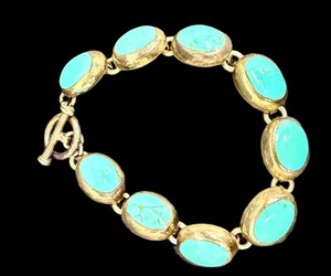 Vintage Turquoise Sterling Silver Bracelet - Taxco Mexico