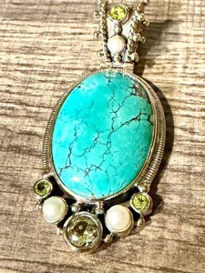 Sterling Silver Artisan Pendant With Pearl & Peridot - 3