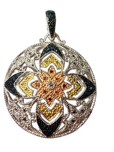 Silver Pendant - 925 China Multicolor Floral Openwork