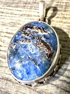 Sodalite Gemstone Pendant - 925 Sterling Silver Bezel