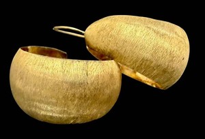 Gold Hoop Earrings - 14K Lightweight Textured Pair