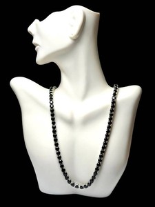 Sterling Silver Necklace - Black Rhinestone 20 Inch