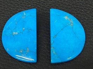 Statement Earrings - Large Blue Howlite Cabochon Pair