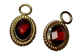 10k Gold and Garnet Earring Dangle Charms