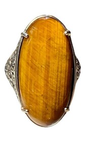 Sterling Silver Tigers Eye Ring Size 10