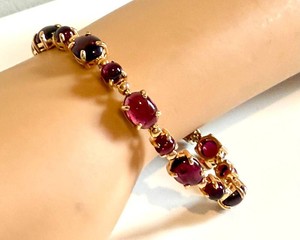 Sterling Silver Tennis Bracelet - Purplish Oval Cabochons