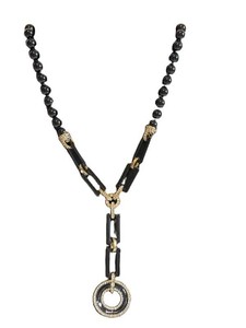 Art Deco Design Necklace - Heidi Daus Adjustable Black Bead Pendant