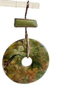 Jasper Stone Pendant - Unmarked Silver-Tone Metal