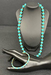 Beaded Necklace & Bracelet - Les Bernard Sterling Clasp
