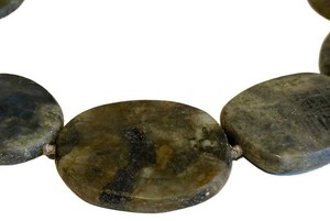 Stone Bead Necklace - Labradorite-Style Polished Oval Beads