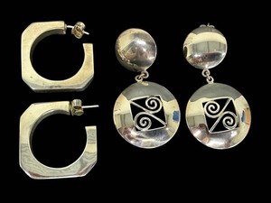 Sterling Silver Hoop & Circular Dangle Earrings - 2 Pairs