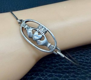Sterling Silver Bracelet - Irish Claddagh Heart Hands Crown