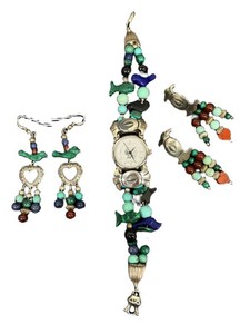 Sterling Silver Fetish Charm Watch & Earrings