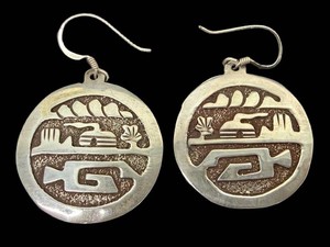 Vintage Sterling Silver Native American Pueblo Story Telling Earrings