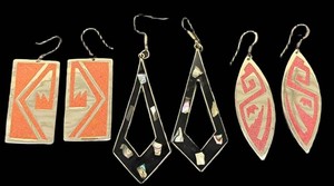 Vintage Sterling Silver Geometric Dangle Earrings - 3 Pairs