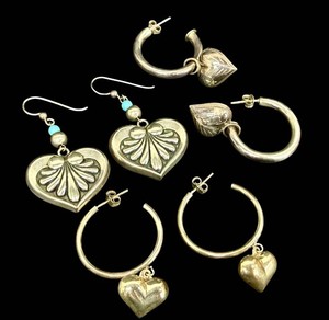 Sterling Silver Heart Earrings - Vintage 3-Pair Set