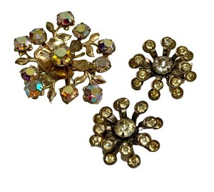 Vintage Rhinestone Pin & Earrings Set