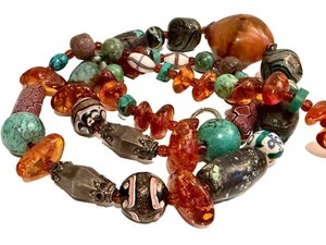 Beaded Statement Necklace - Colorful Artisan-Style Beads