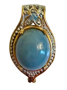 Sterling Silver Pendant - Michael Valitutti Chalcedony & Topaz Slider
