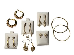 Gold-Tone Pearl Earrings - Monet Hoops & Assorted Styles (7 Pairs)