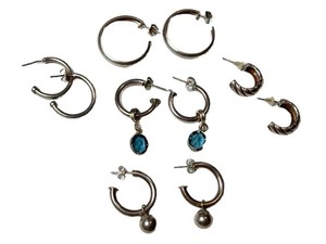 Sterling Silver Hoop Earrings - 5-Pair Collection