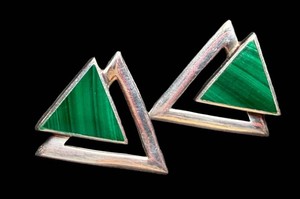 Sterling Silver malachite Geometric Drop Earrings