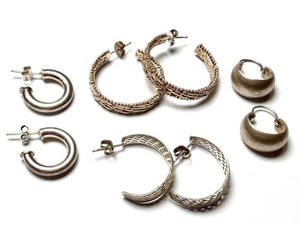 Hoop Earrings - Sterling Silver Assorted Styles (Lot of 4)